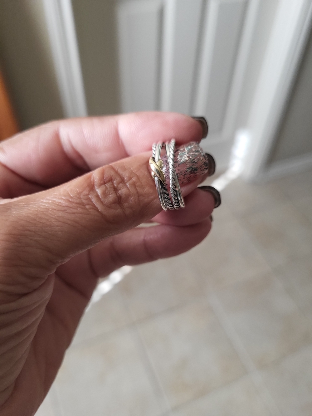 David Yurman Two-Tone X Crossover Band Ring Yellow Gold & Sterling Silver. #225k - Picture 8 of 12